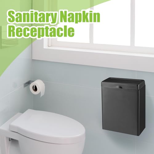 Tioncy 4 Pcs Sanitary Napkin Receptacle Wall Mounted,Black - color: Black