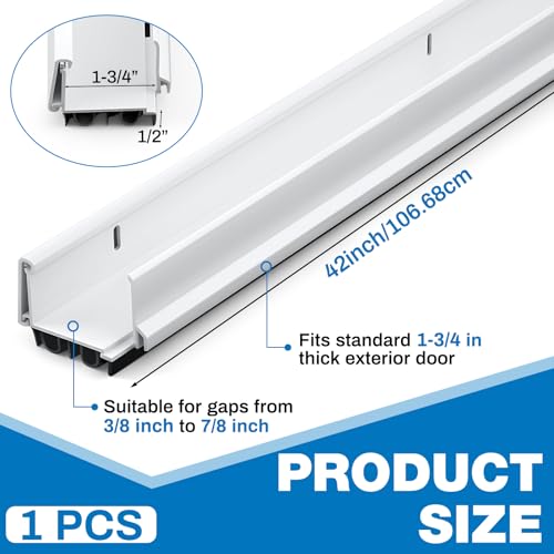FoldTier 1 Pcs 42'' U Shaped Door Sweep for Bottom of Exterior Door, White - color: White, size: 42 Inch