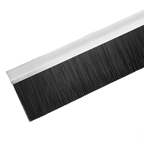 uxcell Door Bottom Sweep H-Shape Aluminum Alloy Base with 3.6-inch Black Nylon Brush 39-inch x 4.65-inch - color: Silver, size: 39.37" x 3.6"