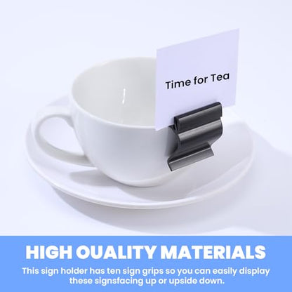 50 Pcs Black Sign Clip, Food Tray Label Holder, Plastic Buffet Food Label Clip, Reusable Sign Clips on Table for Cup Bowl Pan Buffet Deli Trays Charcuterie Board Bake Signs