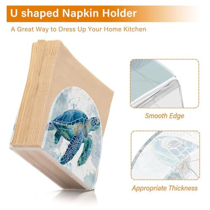 Sea Turtle Pattern Napkin Holder for Table Acrylic Tissue Dispenser - color: sea turtle pattern