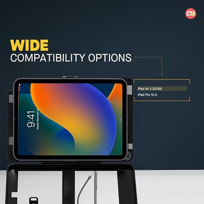 Dual Kiosk Stand – CTA Security Stand with Locking Case, Cable, Stylus, Tether, and 360-Degree Rotating Base for iPad Pro 10.5”, iPad Air 3 (PAD-ASKTB) – Black - color: Black, size: iPad Air 3 Gen/ iPad Pro 10.5", style: Dual Security