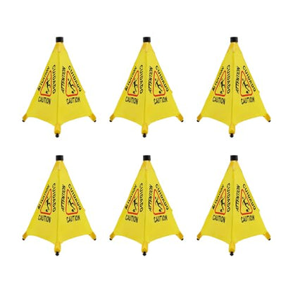 Wet Floor Signs, 6 Pack Umbrella Caution Warning Signs, Yellow