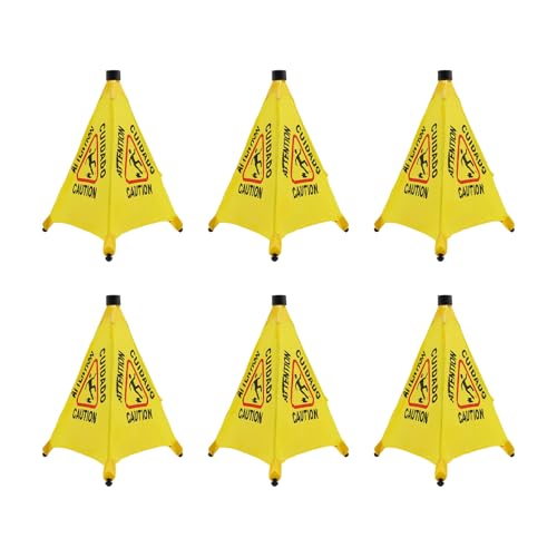 Wet Floor Signs, 6 Pack Umbrella Caution Warning Signs, Yellow