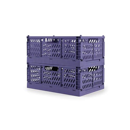 2 Pack Stackable Storage Crates, Plastic Foldable Baskets Small Blue - color: Blue, size: Small: 11.8" x 7.8" x 4.7"