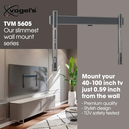 Vogel's TVM 5605 Extremely Flat TV wall Bracket for 40-100 inch TVs, Max. 220 lbs, TV Bracket max. VESA 600x400, Universally Compatible, Distance to the wall only 0.59 inch - size: 40 - 100"