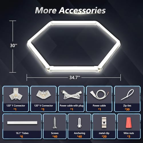 Bevenus Hexagon LED Garage Light, 6500K Super Bright Honeycomb Ceiling Light, Easy Install DIY Hex Light for Workshop Basement Barbershop Home Gym Car Detailing Shop (1 Grid) - size: 1 Grid