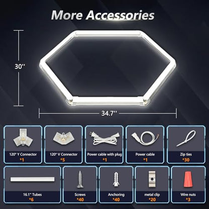 Bevenus Hexagon LED Garage Light, 6500K Super Bright Honeycomb Ceiling Light, Easy Install DIY Hex Light for Workshop Basement Barbershop Home Gym Car Detailing Shop (1 Grid) - size: 1 Grid