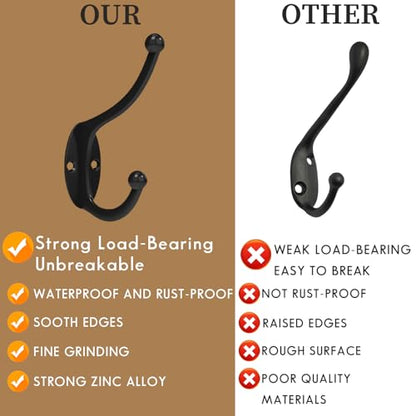 CBWLWJ 16 Pack Coat wall Hooks for Hanging, Durable Coat Hook Wall Mount, with Easy Installation Metal Closet Hooks, Living Rooms, Entrances, Bathrooms, Bedrooms(Black) - color: Black