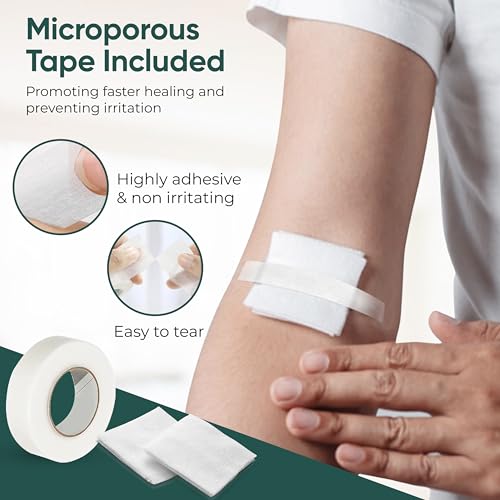 100pc 4x4 Gauze Swabs with 10 Alcohol prep Pads with 1pc Medical Tape