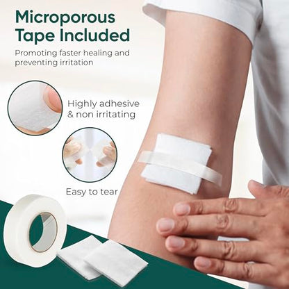 100pc 4x4 Gauze Swabs with 10 Alcohol prep Pads with 1pc Medical Tape