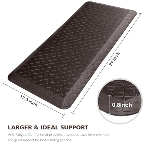 HappyTrends Kitchen Floor Mat - 4/5 Inch Thick Anti-Fatigue Kitchen Rug,Waterproof Non-Slip Kitchen Mats and Rugs Heavy Duty Ergonomic Comfort Rug for Kitchen,Office,Sink(17.3" x 39", Chocolate) - color: Chocolate, size: 39"L x 17.3"W x 0.8"Th
