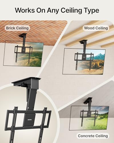 monTEK Motorized Ceiling TV Mount for 32-75 Inch TVs, Holds up to 121 lb - size: 32-75 Inch