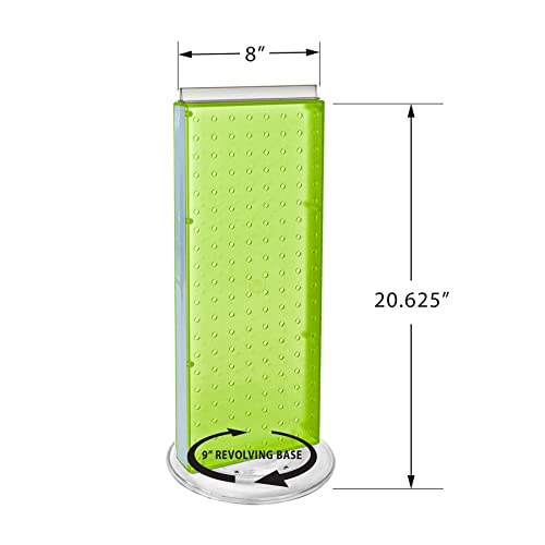 Azar Displays 700508-GRE-4C16 8-Inch W by 20-Inch H Revolving Black Pegboard Counter Display with 16-Pack of 4 inch Locking Hooks, Green - color: Green, style: Pegboard + Hooks