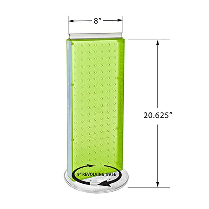 Azar Displays 700508-GRE-4C16 8-Inch W by 20-Inch H Revolving Black Pegboard Counter Display with 16-Pack of 4 inch Locking Hooks, Green - color: Green, style: Pegboard + Hooks