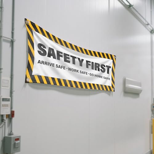 2 Pack Safety First Banners Arrive Work Go Home Safe Sign 4×2 Feet