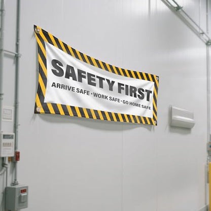 2 Pack Safety First Banners Arrive Work Go Home Safe Sign 4×2 Feet