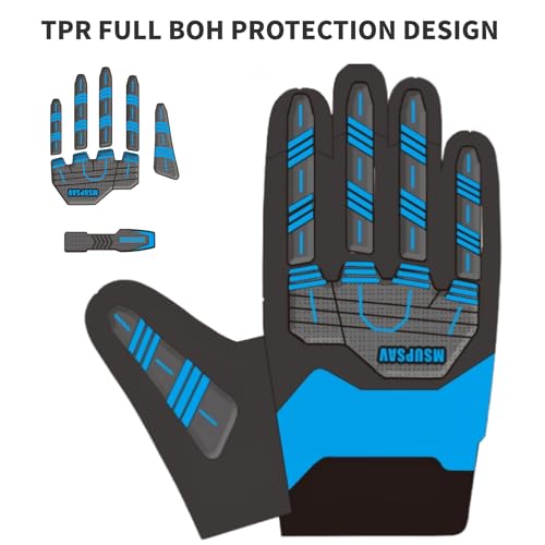 Work Gloves,Safety Mechanic Glove,Impact Protection,Large,Blue+Black - color: Blue+black, size: Large