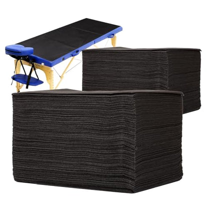 100PCS Disposable Bed Sheets, Black Disposable Massage Table Sheets, Disposable Bed Covers for SPA Lash Wax Tattoo Salon, Non Woven Fabric, 71" x 31" White - color: Black-100pcs