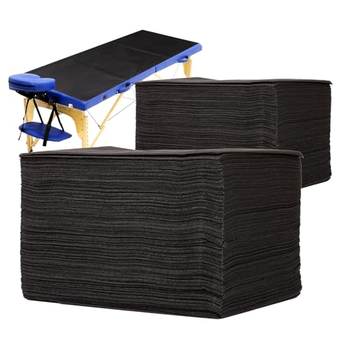100PCS Disposable Bed Sheets, Black Disposable Massage Table Sheets, Disposable Bed Covers for SPA Lash Wax Tattoo Salon, Non Woven Fabric, 71" x 31" White - color: Black-100pcs