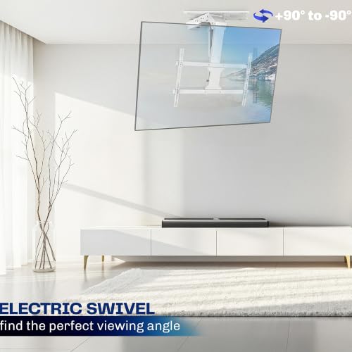 VIVO Swivel Electric Ceiling TV Mount, 37-70 in Screens, MOUNT-E-FD75CW-S - color: White, size: 37-70" TVs