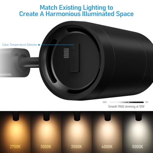 LEONLITE 4-Pack Retail Pro Series 17.5W H Track Lighting Heads, 5CCT, Black - color: Black-5CCT(2700K/3000K/3500K/4000K/5000K)