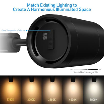 LEONLITE 4-Pack Retail Pro Series 17.5W H Track Lighting Heads, 5CCT, Black - color: Black-5CCT(2700K/3000K/3500K/4000K/5000K)