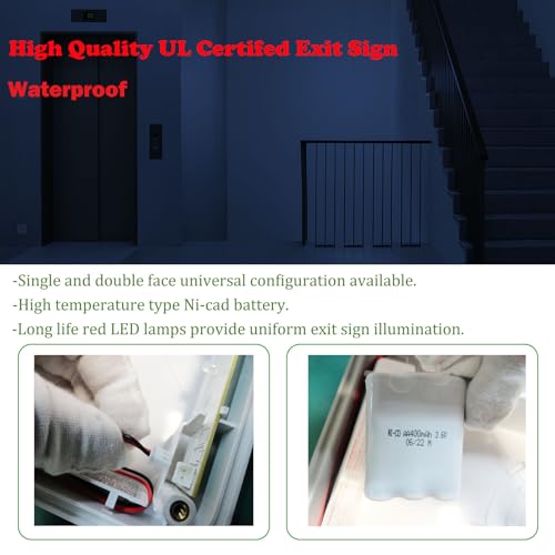 Waterproof LED Exit Sign Red Letter with Backup Battery Suitable for Wet Location Single Double Faces, 120/277V,Commercial Grade,Fire Resistant UL Certified MSU