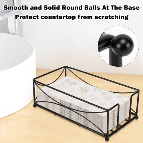 Livabber Guest Napkin Holder, Metal Bathroom Paper Hand Towel Storage Modern Napkin Tray Caddy for Countertop, Table Kitchen, Dinning Room (Black, Metal Base) - color: Black