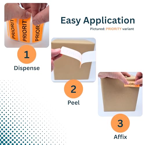 Fragile Orange Stickers, 500/Roll, Fluoro Courier & Handling Labels, 2.8" x 1" (70mm x 25mm), Permanent Adhesive - style: FRAGILE