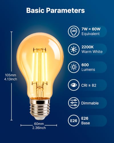 FLSNT 60W Equivalent Dimmable A19 LED Light Bulbs, 2200K Warm White, 4 Pack - color: Amber 2200k Warm White, size: 4 Count (Pack of 1)