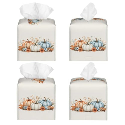 Sunflowers with Pumpkin Square Tissue Boxes, Tissue Holder 5.2"x5.2"x5.2" for Home Car Office Table - color: Sunflowers With Pumpkin