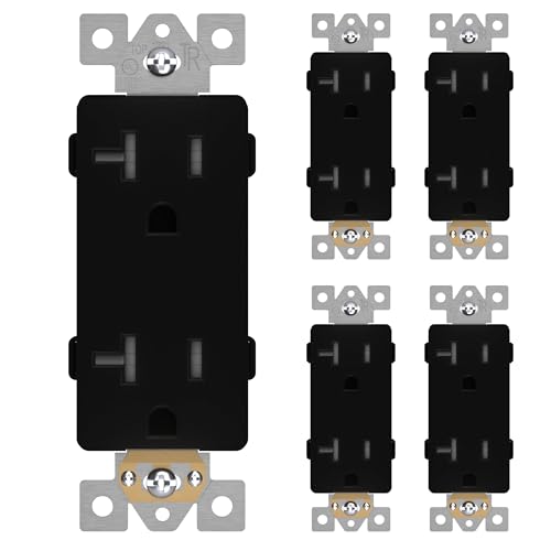LIDER Decorator Receptacle, Tamper-Resistant Wall Outlet, 20A, 5-Pack - color: Black, size: 20 Amp (No Wall Plate)