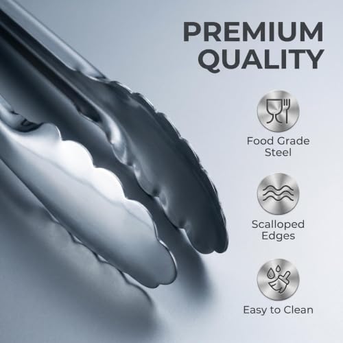 Kitchen Tongs,Serving Tongd Set of 3, 9 Inch and 12 Inch, for Home, Kitchen, Restaurant, Dinner,Dishwasher Safe - size: 9-12inches-3Pcs