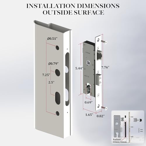 House Guard Storm Door Lock Body, Euro Mortise, Adjustable 22/26mm Backset - style: Compatible with European standard lock cylinders