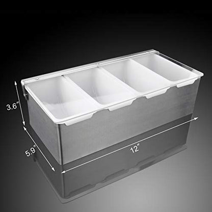 New Star Foodservice 48025 Stainless Steel Condiment Dispenser with 4 Compartments (NO ICE Tray Included) - size: 4 Compartments