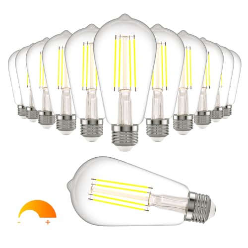 Kawaya E26 LED Edison Bulbs: 8W Equivalent 80W Dimmable LED Bulbs - Vintage ST58 4000k ‎Neutral White - 800 Lumens High Brightness Filament Bulbs with 90+ CRI - Clear Glass, 12 Pack - color: 4000k ‎neutral White, size: 12 Pack