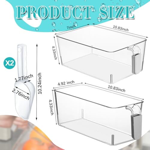 Havawish Ice Storage Bin and Flexible Scoop Set Plastic Freezer Bin - color: Gray, size: 10.83 x 7 x 4.33 In,10.83 x 4.92 x 4.33 in, style: Classic