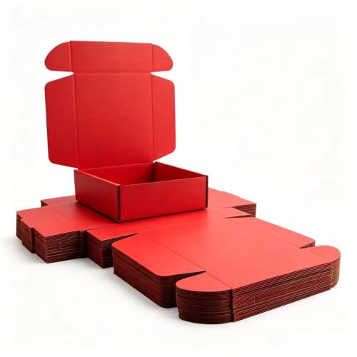 KAXILU Red Cardboard Boxes Shipping Packaging Boxs 20pcs Shipping Boxs Suitable E-Commerce Packaging Small L6xW6xH2 inch - color: Red-1, size: Small-L6xW6xH2 inch
