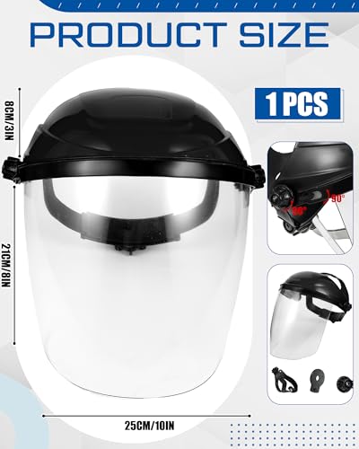 Tellegloww 4 Pcs Safety Face Shield for Grinding and Cutting, Black - color: Black