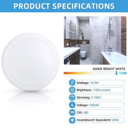 ECOELER 6inch LED Disk Lights, Dimmable Flush Mount Disc Downlight, 12 Pack - color: 6000K (Bright White), size: 12 - Pack