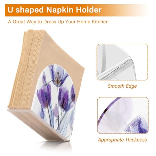 Tulips Napkin Holder for Table Butterfly Acrylic Tissue Dispenser - color: tulips and butterfly