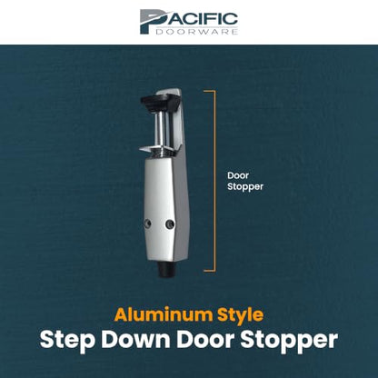 Pacific Doorware Step Down Door Stopper Heavy Duty, Aluminum, 1 Pack - size: 1 Pack, style: Aluminum Silver