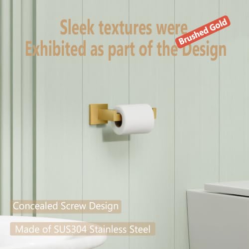KOKOSIRI Gold Toilet Paper Holder Toilet Roll Holder for Bathroom Kitchen Washroom T-304 Stainless Steel Wall Mounted, 2 Pack, B2003BG-P2 - color: Brushed Gold, size: Without Shelf(2 Pack)
