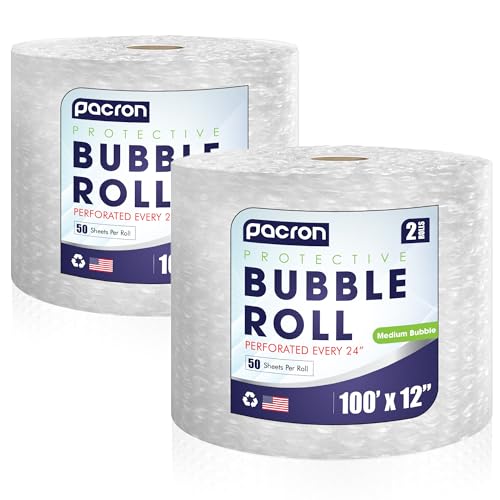 Bubble Roll Wrap 12" x 100', 2-Pack 5/16" Perforated Medium Cushioning - size: 100x12 | Perf 24 | 2 Rolls