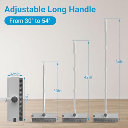 3 in 1 Floor Scrub Brush with 52" Long Handle, Heavy-Duty Stiff 90° Bristle Floor Scrubber, Shower Scrubber with Squeeze, Cleaning Brush for Bathroom Pool Garage Glass Tile Concrete White - color: White