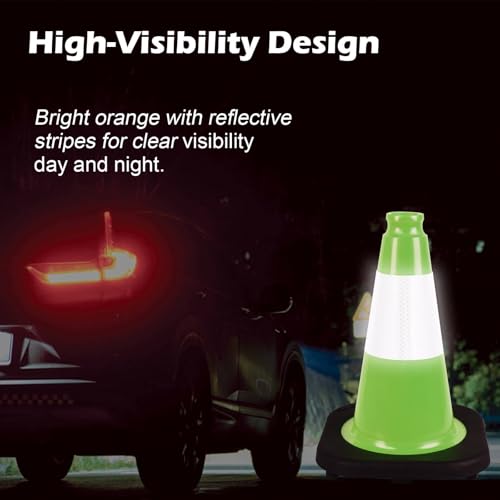 4-Pack 12" Green Cones - Reflective for Road/Construction - color: Green, size: 12inch