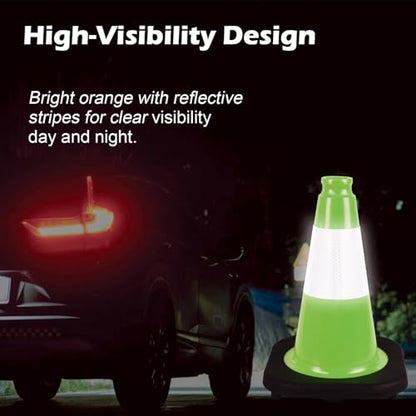 4-Pack 12" Green Cones - Reflective for Road/Construction - color: Green, size: 12inch