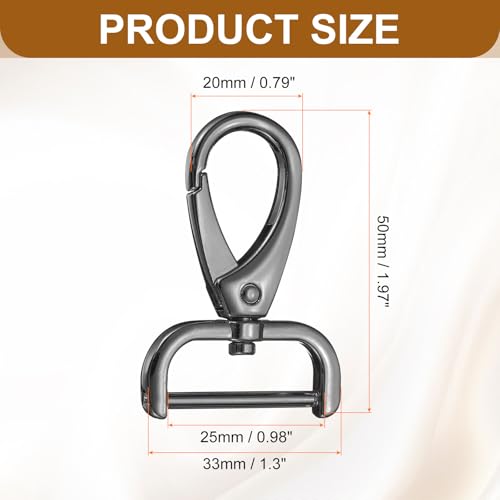 HARFINGTON 2Pcs Detachable Snap Hook Swivel Clasp 1" D Ring with Swivel Lobster Claw Clasps Hook for Purse Strap Keychain Bag DIY Craft, Gunmetal - color: Gunmetal, size: 1"