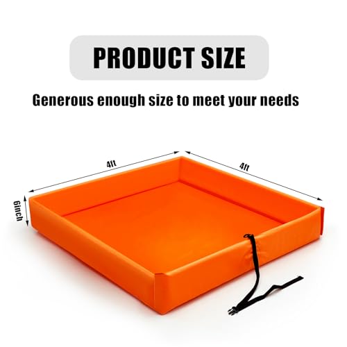 Wettarn 1 Pcs Folding Duck Pond 4’ x 4’ Portable Spill Containment, Orange - color: Orange, size: 4*4ft